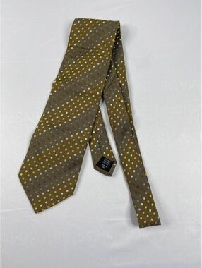 Bergamo New York Men's Silk Necktie Brown Yellow Blue